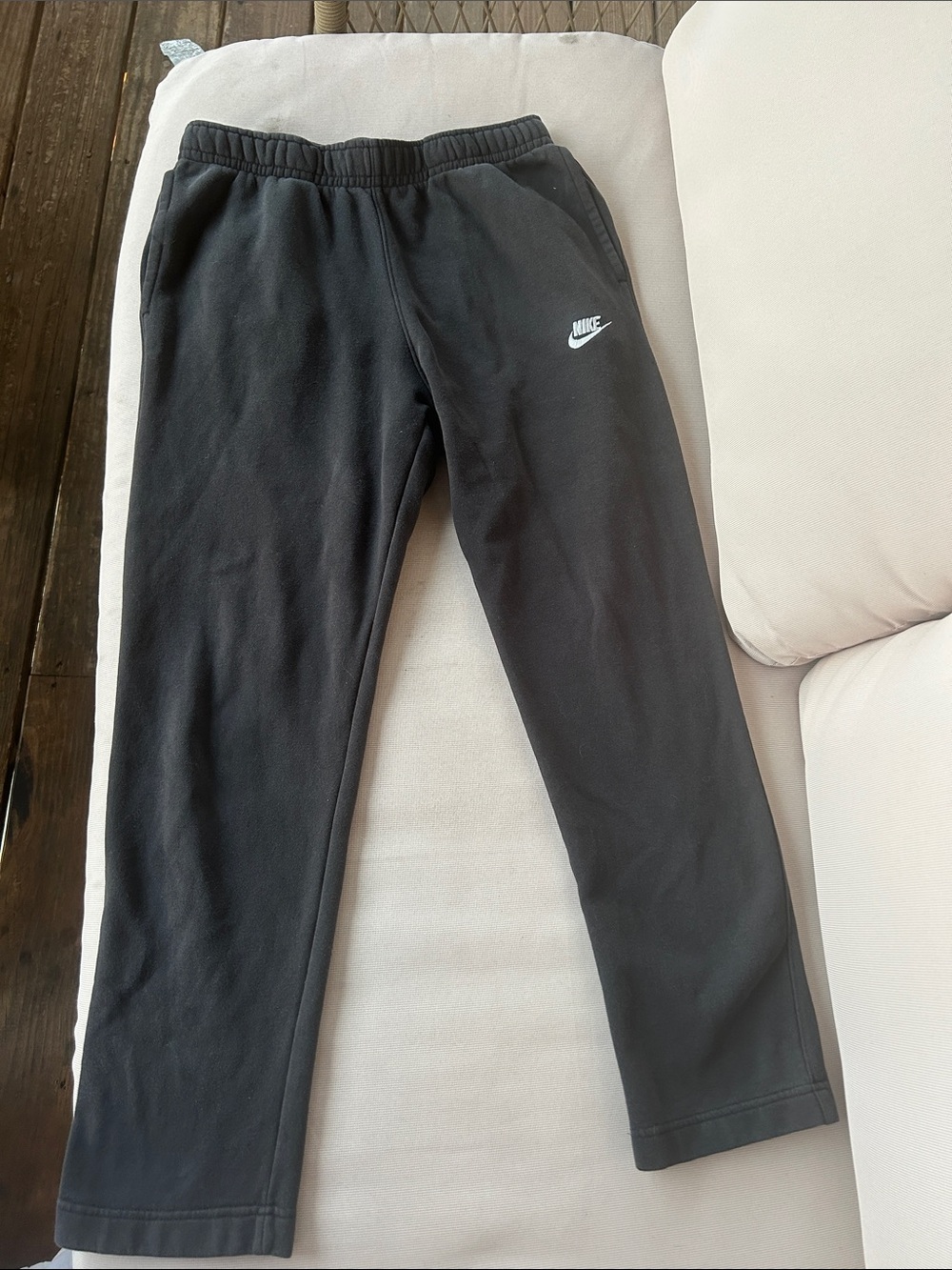 Nike Black Kids Jogger Sweatpants with White Swoosh